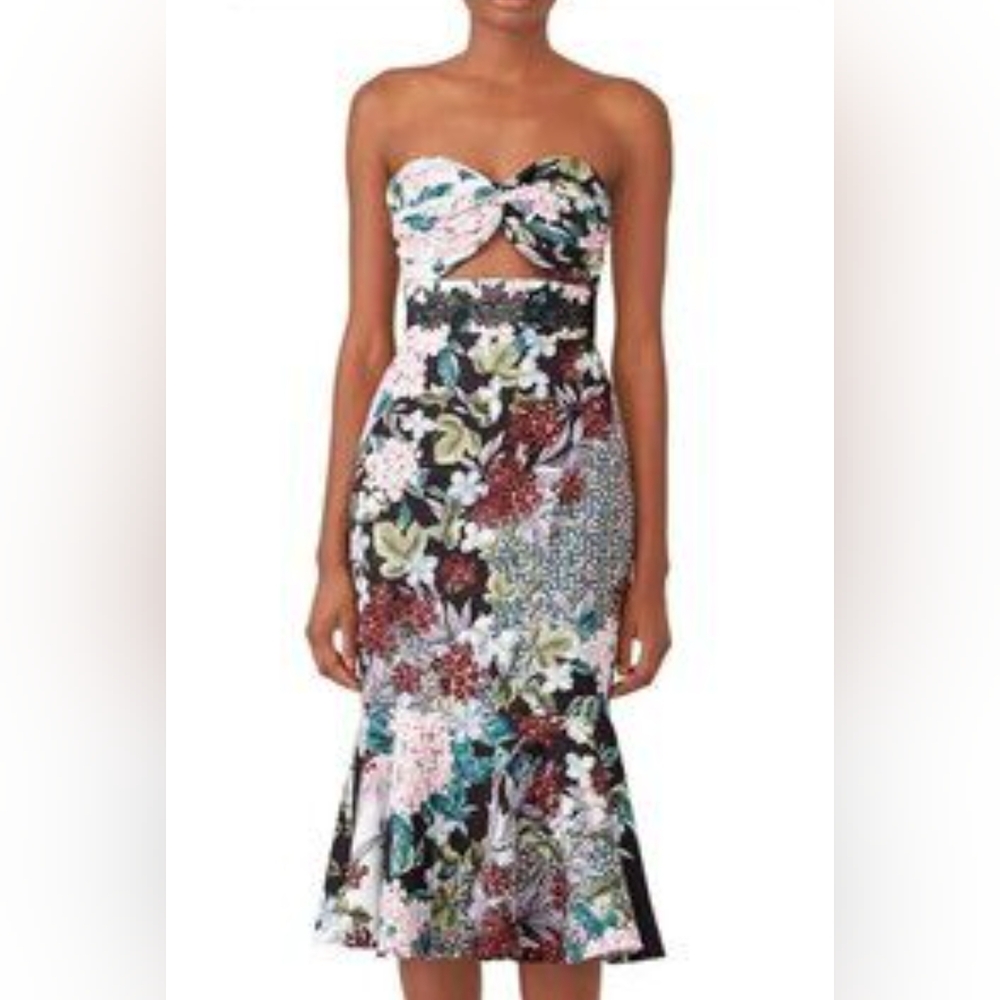 KEEPSAKE the Label Strapless Floral Dress - Black and Multicolor - Picture 3 of 9